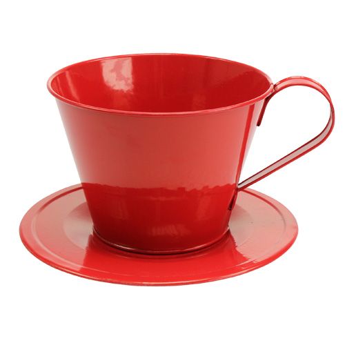 Floristik24 Taza con plato rojo Ø16cm H11cm
