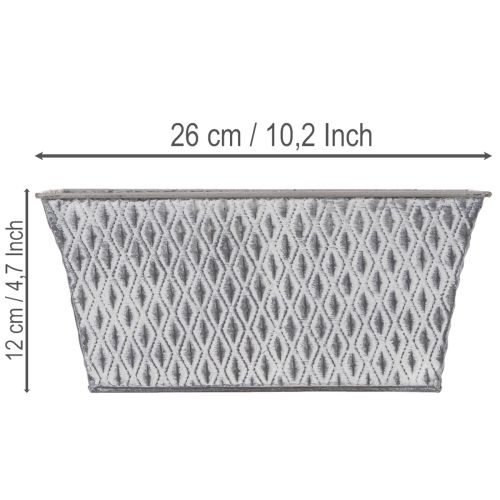 Bol de zinc con diseño de rombos, 26 cm x 15,5 cm | Floristik24.es