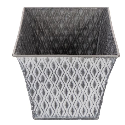 Bol de zinc con diseño de rombos, 26 cm x 15,5 cm | Floristik24.es