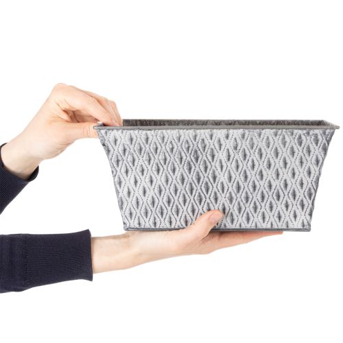 Bol de zinc con diseño de rombos, 26 cm x 15,5 cm | Floristik24.es