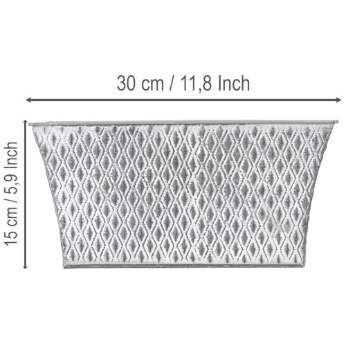 Bol de zinc con diseño de rombos 30 cm × 18 cm, 15 cm de alto | Floristik24.es