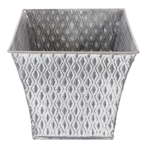 Bol de zinc con diseño de rombos 30 cm × 18 cm, 15 cm de alto | Floristik24.es