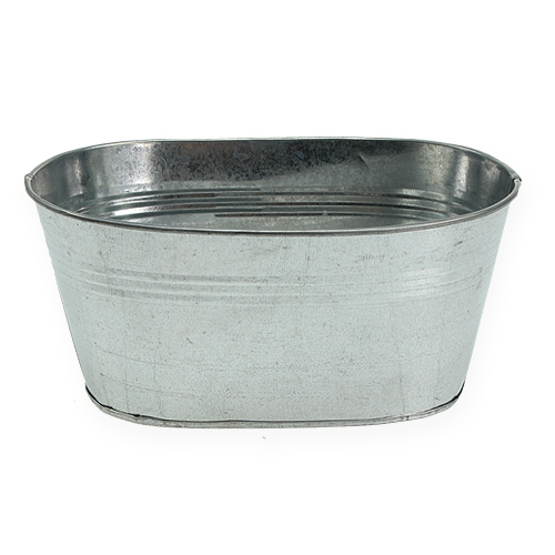 Floristik24 Cuenco zinc ovalado plata 21,5cm x 14cm x 10cm 6uds