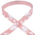 Floristik24 Cinta de regalo decoración de pies de bebé cinta de bautismo rosa 25mm 16m