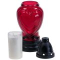 Floristik24 Lámpara para tumba de cristal con grabado de corazón, farol para tumba, rojo, Ø11cm, H26cm