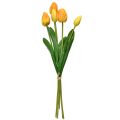 Floristik24 Decoración De Tulipanes Amarillo Anaranjado Flores Artificiales De Tacto Real 49 Cm 5 Piezas