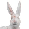 Floristik24 Conejo sentado conejo decorativo piedra artificial blanco marrón 15,5x8,5x22cm