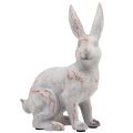 Floristik24 Conejo sentado conejo decorativo piedra artificial blanco marrón 15,5x8,5x22cm