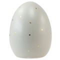 Floristik24 Decoración de huevos de Pascua de cerámica gris dorado con lunares 8,5 cm 3 piezas