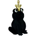 Floristik24 Rana decorativa, príncipe rana, decoración primaveral, rana con corona dorada negra 40,5cm