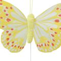 Floristik24 Mariposas decorativas sobre plumas de alambre amarillo anaranjado 7×11cm 12ud