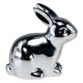 Floristik24 Conejo plateado sentado cerámica aspecto metal 8,5 cm 3 piezas