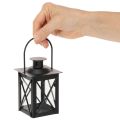 Farol negro con asa para vela pequeña, 16 cm, 2 unidades. | Floristik24.es