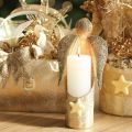 Figura de ángel para portavelas, color dorado, decoración festiva, 27 cm. | Floristik24.es