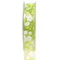 Floristik24 Cinta de primavera con flores cinta de regalo verde 20mm 20m