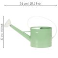 Regadera decorativa de metal, estilo retro verde pastel con detalles blancos, para jardín, balcón e interiores, 52,5 x 15 x 30 cm. | Floristik24.es