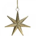 Floristik24 Adorno navideño estrella colgante dorado aspecto envejecido L. 19,5 cm