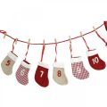 Floristik24 Calendario de adviento para rellenar calcetines de calendario de Navidad rojo 2m