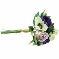 Ramo con anémonas y rosas Violeta, crema 30cm.