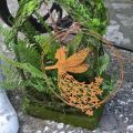 Floristik24 Colgante elfo en flor, decoración primaveral, anillo decorativo con hada, pátina Ø17cm 3pcs