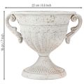 Trofeo antiguo con asas de metal, decoración vintage, gris y blanco, altura 18 cm. | Floristik24.es