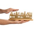 Silueta de casa para decoración de Adviento sobre base de madera de 29 cm. | Floristik24.es