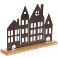 Floristik24 Decoración de hilera de casas, metal con base de madera, 30 cm