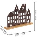 Decoración de hilera de casas, metal con base de madera, 30 cm | Floristik24.es