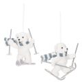 Floristik24 Colgante de oso polar esquiando con bufanda para colgar, 10 cm, 2 piezas