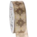 Floristik24 Cinta decorativa con estrellas, cinta de regalo con borde dimensionalmente estable, 40 mm de ancho, 20 m de largo.