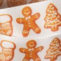 Cinta de regalo con figuras de pan de jengibre. Cinta festiva para regalos de Navidad. 25 mm x 18 m. | Floristik24.es