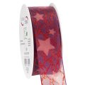 Floristik24 Cinta decorativa brillante con estampado de estrellas para adornos navideños, 40 mm x 15 m