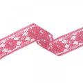 Floristik24 Cinta encaje rosa 25mm cinta decorativa encaje 15m