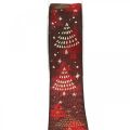 Floristik24 Cinta navideña con árbol de Navidad rojo oscuro 40mm 15m