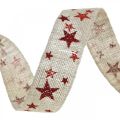 Floristik24 Cinta de regalo lazo cinta con estrellas blanco rojo 25mm 15m