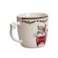 Taza de cerámica con motivos navideños, coche y regalos, 9 cm. | Floristik24.es