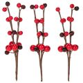 Rama artificial con bayas rojas, 15 cm, 6 unidades | Floristik24.es
