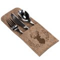 Floristik24 Estuche para cubiertos con motivo de ciervo, de fieltro, 26 cm, 4 piezas