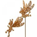 Floristik24 Tapón flor abeja, decoración óxido, pátina tapón decorativo L31/32cm 6uds