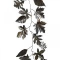 Floristik24 Decoración de pared guirnalda de metal hojas latón L100cm W27cm