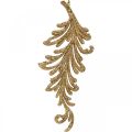 Floristik24 Colgante árbol con purpurina, plumas decorativas para colgar, decoración navideña Dorado L16cm 6ud