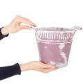 Cubo de hojalata, lavado en morado y blanco, Ø19cm H17cm, 1 unidad. | Floristik24.es