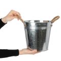 Cubo de metal brillante con asas de cuerda, Ø22 cm | Floristik24.es
