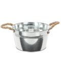 Floristik24 Bol de metal brillante con asas de cuerda, Ø22 cm