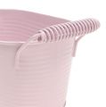 Floristik24 Cuenco de chapa ovalada rosa pastel 19,5cm x 11cm x 9cm