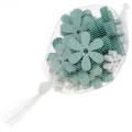 Floristik24 Espolvorea la decoración de flores de madera verde, menta y blanca para espolvorear 29 piezas