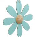 Floristik24 Flores de madera para colgar, decoración de primavera, flor de madera rosa y azul, verano, flores decorativas 4pcs