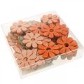 Floristik24 Flores para esparcir naranja, albaricoque, marrón decoración dispersa madera 72 piezas