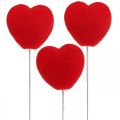 Floristik24 Tapón de flores deco corazón tapón de corazón rojo 6x6cm H26cm 18 piezas