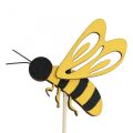 Floristik24 Flor enchufe abeja deco enchufe madera abeja decoración 7cm 12pcs